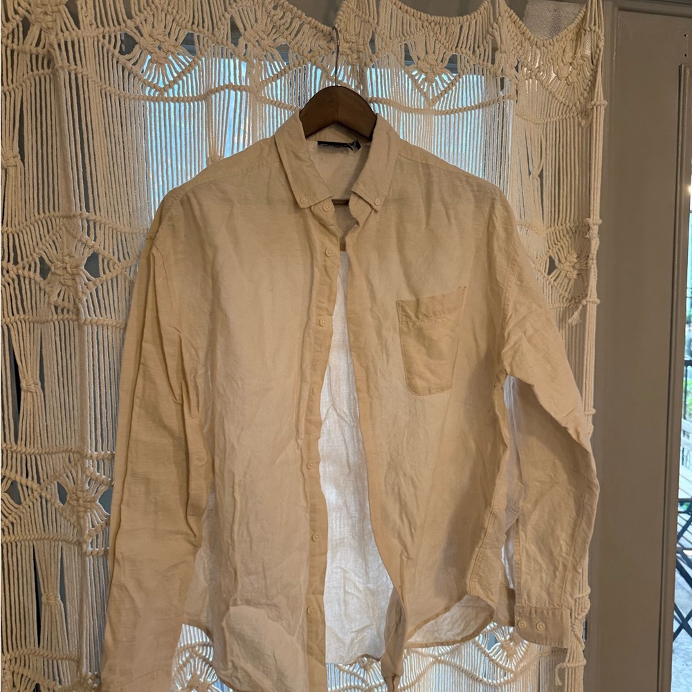 ASOS Design Cream Button-Up Shirt